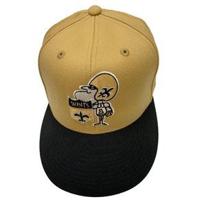 Reebok NOLA Saints 210 Fitted 6 7/8-7 1/4 Hat Black/Gold Acrylic/Wool/Spandex